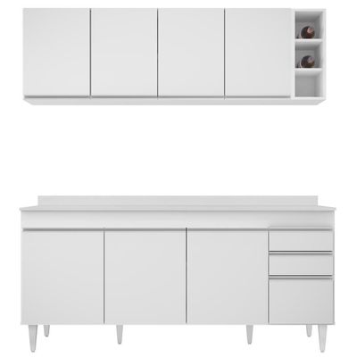 Armário Nevada E Balcão 180cm Com Tampo Dallas Branco - Lumil