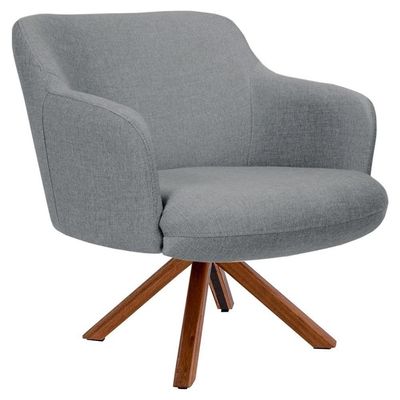 Kit 2 Poltronas Decorativas Giratórias Base Giromad Madeira Jade C-416 Linho Cinza Escuro - Domi