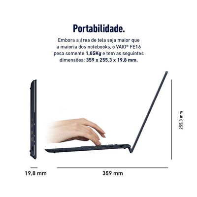 Vaio FE16 AMD® Ryzen 7-5825U Linux 32GB RAM 512GB SSD 16 IPS WUXGA Antirreflexo - Cinza Grafite