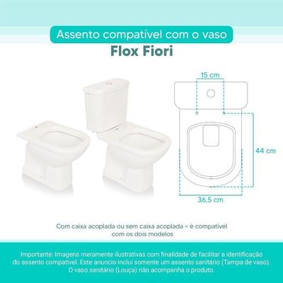 Assento Sanitário Tampa De Vaso Branco Mdf Laqueado Flox Para Bacia Fiori