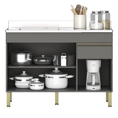 Armário De Cozinha E Balcão Com Pia 120cm Lina K02 Gris/freijó - Mpozenato