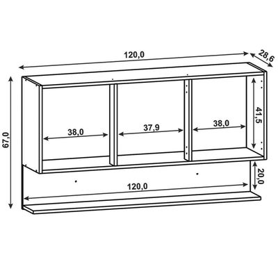 Armário Aéreo 120cm 3 Portas Lina K02 Gris-freijó - Mpozenato