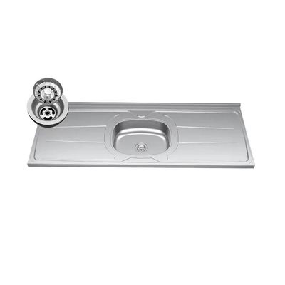 Balcão De Cozinha Com Pia Inox 120cm 1 Gaveta Tatiane Amêndoa-preto - Ajl Móveis