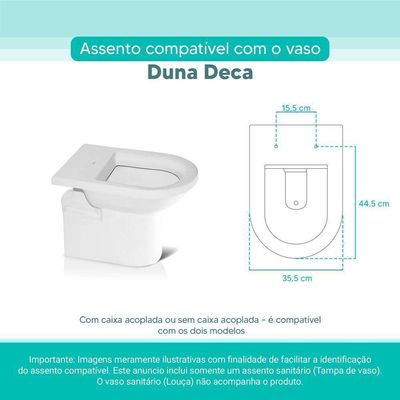 Assento Sanitário Tampa De Vaso Branco Mdf Laqueado Duna Para Bacia Deca