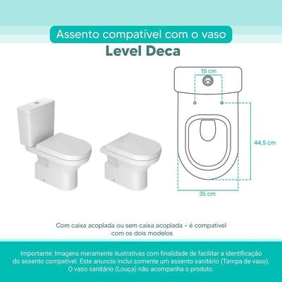 Assento Sanitário Tampa De Vaso Branco Mdf Laqueado Level Para Bacia Deca