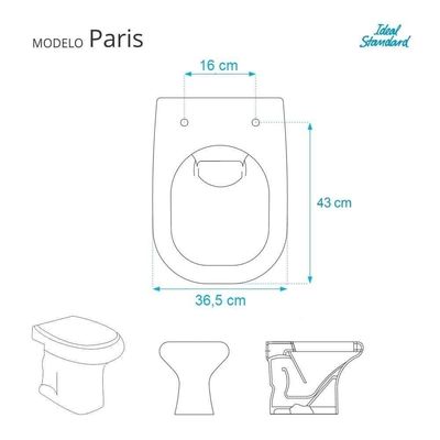 Tampa De Vaso Em Mdf Paris Branco Para Bacia Ideal Standard