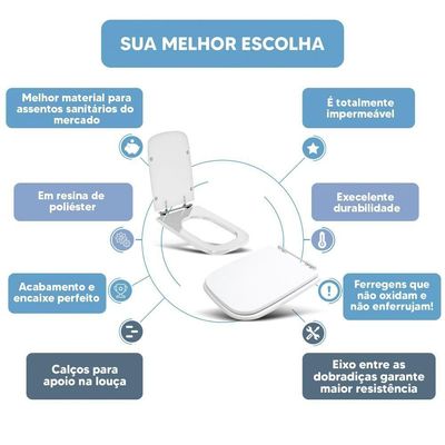 Assento Sanitário Tampa De Vaso Branco Resina Poliester Tivoli Para Bacia Ideal Standard