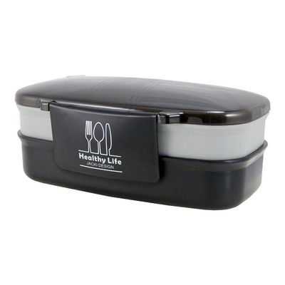 Conjunto Bolsa Térmica C- 2 Compartimentos Com Pote Marmita E Porta Talheres Com Porta Escova Preto