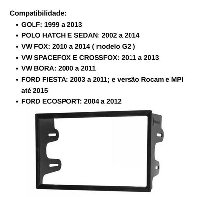 Central Multimídia 2 Din Mp5 Space Cross Câmera Moldura Tela