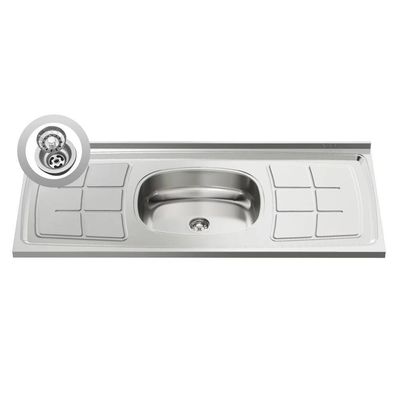 Balcão Gabinete Com Pia Inox 100cm 2 Portas 2 Gavetas Luziania Branco - Lumil