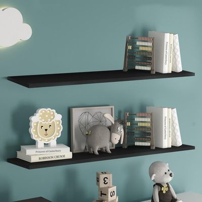 Prateleira Flutuante De Quarto Infantil Kit 3 Suporte Invisível 91cm Yara Preto - Lumil