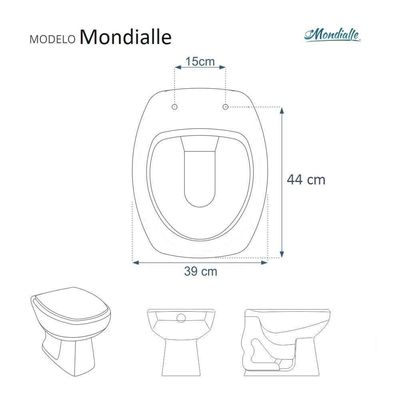 Assento Sanitário Com Amortecedor Mondialle Branco Para Vaso Mondialle