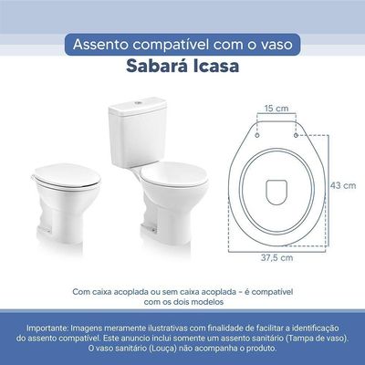 Tampa Vaso Sanitário Poliester Acrilico Sabara Branco Para Bacia Icasa
