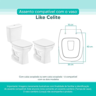Assento Sanitário Tampa De Vaso Branco Mdf Laqueado Like Para Bacia Celite