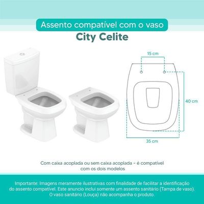 Assento Sanitário Tampa De Vaso Branco Mdf Laqueado City Para Bacia Celite