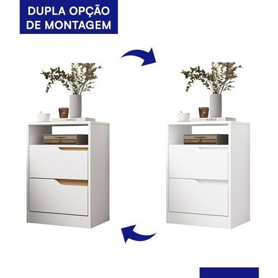 Mesa De Cabeceira Sole 2 Gavetas Flex Branco-freijó - Móveis Albatroz Branco-freijó