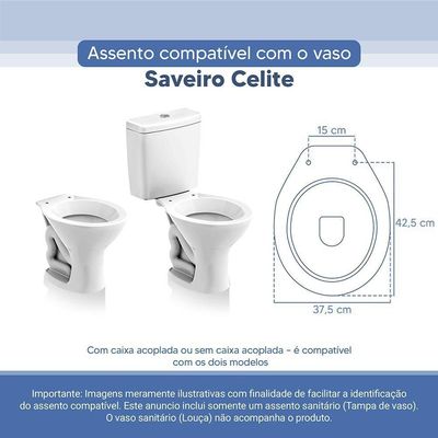 Tampa Vaso Sanitário Poliester Acrilico Saveiro Branco Para Bacia Celite