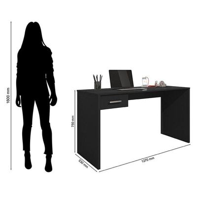 Mesa Para Computador Com Gaveta E Gaveteiro Gávea Com Chave 4 Gavetas Preto Fosco - Móveis Leão