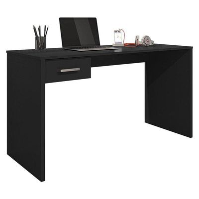 Mesa Para Computador Com Gaveta E Gaveteiro Gávea Com Chave 4 Gavetas Preto Fosco - Móveis Leão