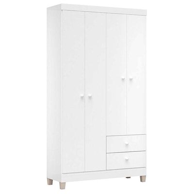 Cômoda E Guarda Roupa 4 Portas Baby Kids Branco Flex - Incorplac