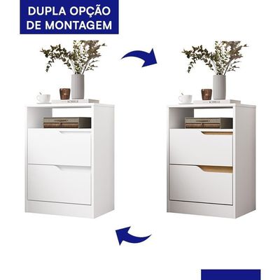 Mesa De Cabeceira Sole 2 Gavetas Flex Branco Fosco - Móveis Albatroz Branco Fosco