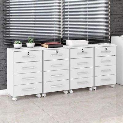 Kit 4 Gaveteiros Para Escritório Gávea Com Chave Branco Fosco - Móveis Leão