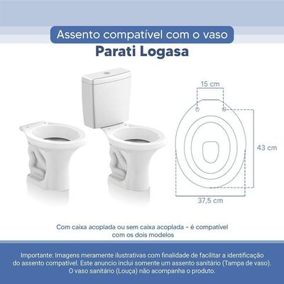 Assento Sanitário Tampa De Vaso Branco Resina Poliester Parati Para Bacia Logasa
