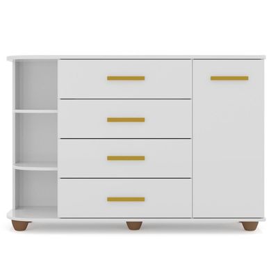 Cômoda Infantil Com Cantoneira E 4 Gavetas 100% Mdf New Lorena Branco - Phoenix