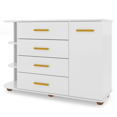 Cômoda Infantil Com Cantoneira E 4 Gavetas 100% Mdf New Lorena Branco - Phoenix