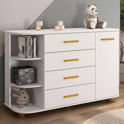 Cômoda Infantil Com Cantoneira E 4 Gavetas 100% Mdf New Lorena Branco - Phoenix