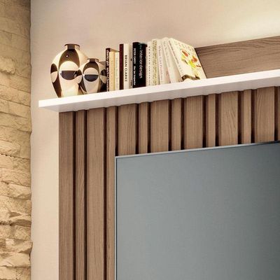 Estante Home Theater Titan Castanho Off White - Hb Móveis