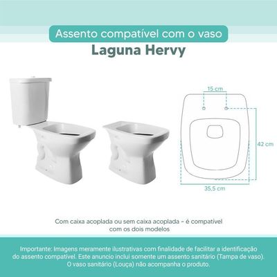 Tampa Vaso Sanitário Madeira Laqueada Laguna Branco Para Bacia Hervy