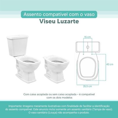 Assento Sanitário Tampa De Vaso Branco Mdf Laqueado Viseu Para Bacia Luzarte