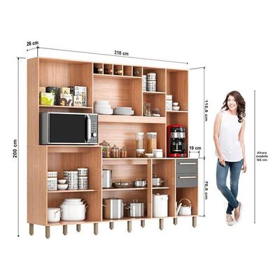 Kit Cozinha Compacta Petra Cinamomo Grafite - Valdemóveis