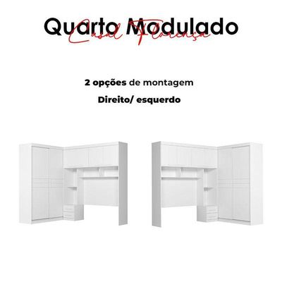 Quarto Modulado Casal Florença Branco Brilho - Moval