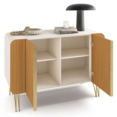 Buffet Benvenuto E Cristaleira évora Off White Cinamomo - Hb Móveis