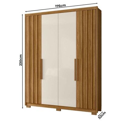 Guarda Roupa Solteiro Califórnia 4 Portas Freijó Off White - Moval