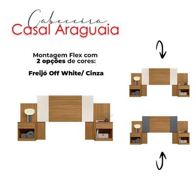 Cabeceira Casal Ambiente Araguaia Freijó Off White Flex - Moval
