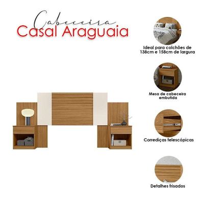 Cabeceira Casal Ambiente Araguaia Freijó Off White Flex - Moval