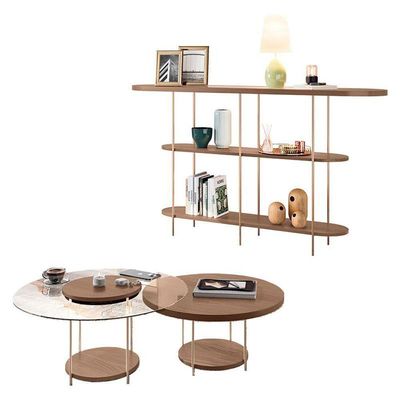 Aparador Infinity E Kit Mesa De Centro Sky Castanho - Hb Móveis
