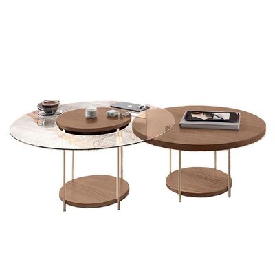 Estante Home Theater Titan Off White Castanho E Kit Mesa De Centro Sky Castanho - Hb Móveis