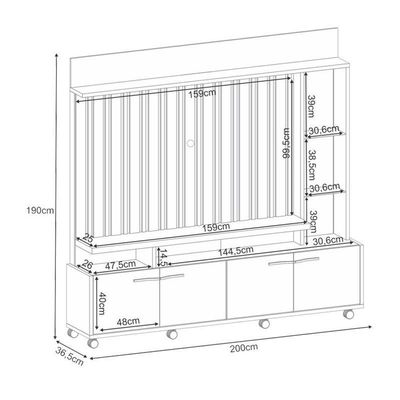 Estante Home Theater Titan Off White Cinamomo E Kit Mesa De Centro Sky Off White - Hb Móveis