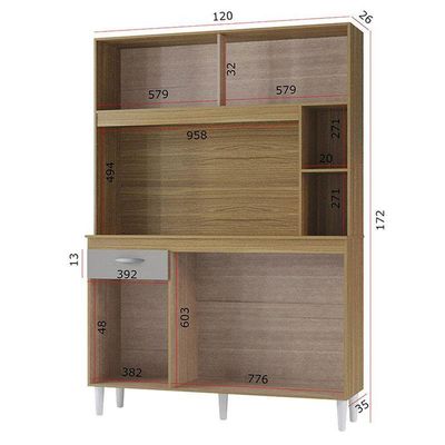 Cozinha Kit Duda 120cm Damasco Ripado Off White- Poquema