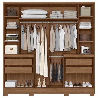 Guarda Roupa Casal Alasca 10 Portas Carvalho Fendi Com Espelho - Moval