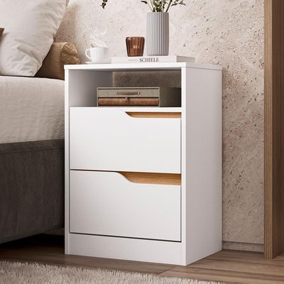 Kit 2 Mesas De Cabeceira Sole 2 Gavetas Flex Branco-freijó - Móveis Albatroz Branco-freijó