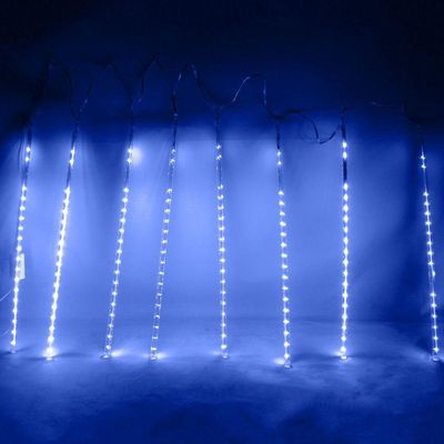 Cascata Pisca Pisca Chuva De Neve Natal 8 Tubos Azul 320 Leds Natalino