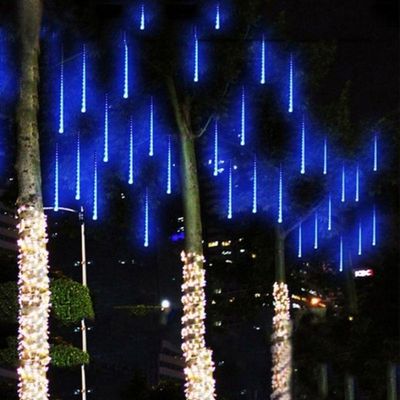 Cascata Pisca Pisca Chuva De Neve Natal 8 Tubos Azul 320 Leds Natalino
