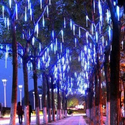 Cascata Pisca Pisca Chuva De Neve Natal 8 Tubos Azul 320 Leds Natalino