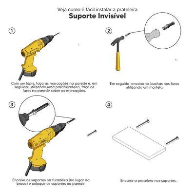 Kit 3 Prateleiras Nichos Em U 60 X 15cm Branca Suporte Invisível