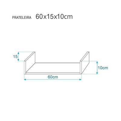 Kit 3 Prateleiras Nichos Em U 60 X 15cm Branca Suporte Invisível